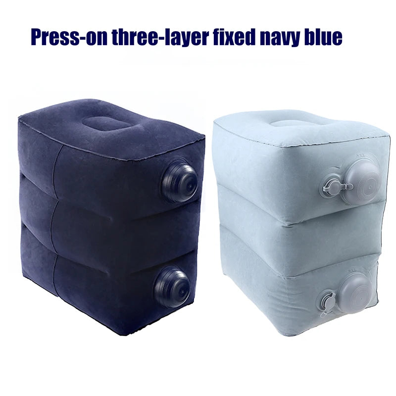 Inflatable Footrest Pillow PVC Flight Sleeping Footrest Rest Pillow 3 Layer Height Adjustable Car Bus Travel Foot Rest Pillow