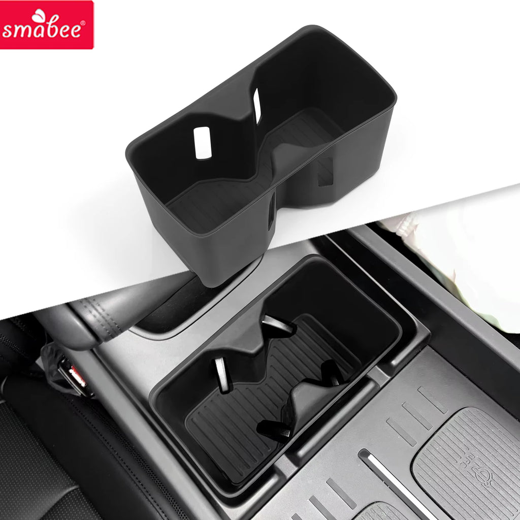 Smabee for Hyundai Santa Fe 2024 2025 2026 Water Cup Holder Storage Box Silicone Shock-Absorbing Cup Tray Car Accessories
