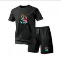 Men's Summer Fitness Sportswear Set Short-Sleeved T-Shirt & Shorts Two-Piece Breathable Quick-Drying Casual Sportswear