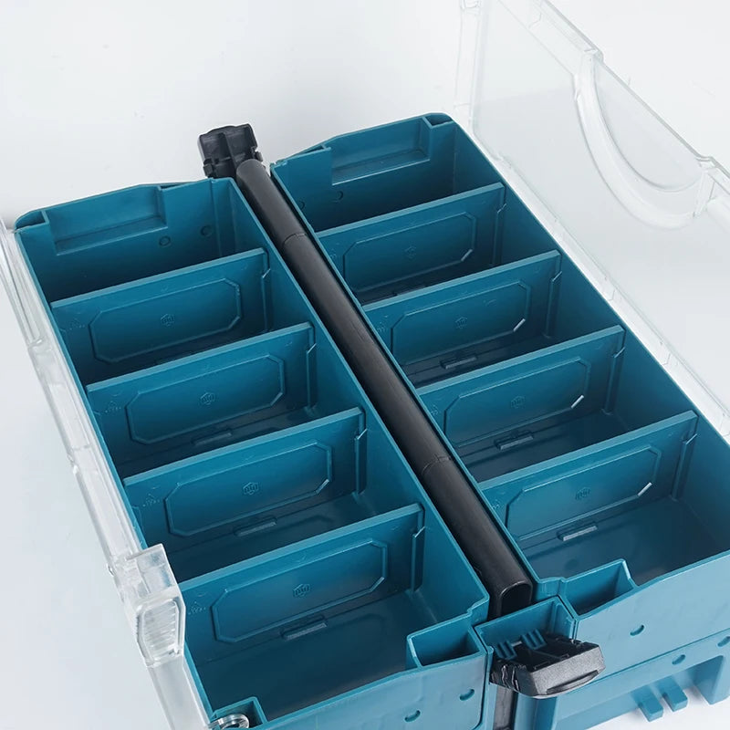 Professional-Grade Two Layers Stackable Folding Box with Transparent Cover, Telescoping Handle