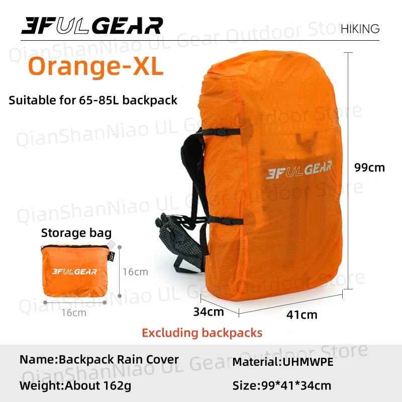 3F UL Gear UHMWPE Rain Cover For Backpack Outdoor Ultralight Hiking Waterproof Trekking Rainproof 20-85L Backpack Cover