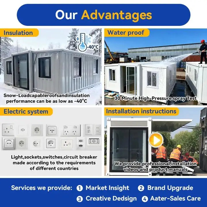 Polyester Cover Luxury Home Kit Low Cost 3 Bedroom Prefabhouses Foldable Prefab House With Rice Box French Polynesia