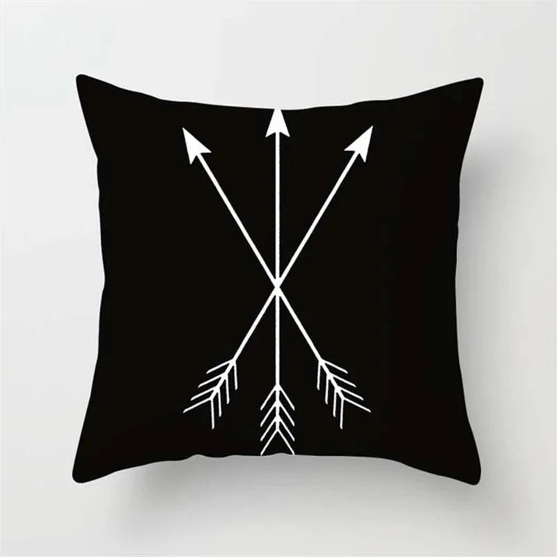 Black And White Geometric Portrait Double-sided Printed pillow cover Short plush Suitable living rooms sofas throw cushion cover