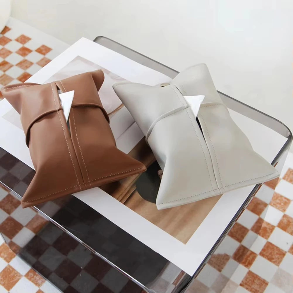 Car Tissue Box Leather Car Center Console Armrest Napkin Box Sun Visor Backseat Tissue Case Car Mounted Paper Box Tissue Box