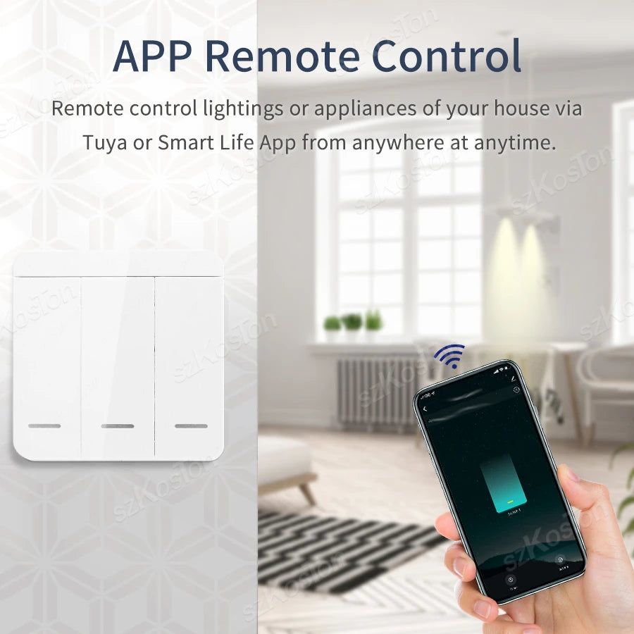 Tuya RF433 WiFi Smart Switch Smart Home 1/2/3Gang Wireless Remote Control 16A Mini Relay Receiver Voice for Alexa Google