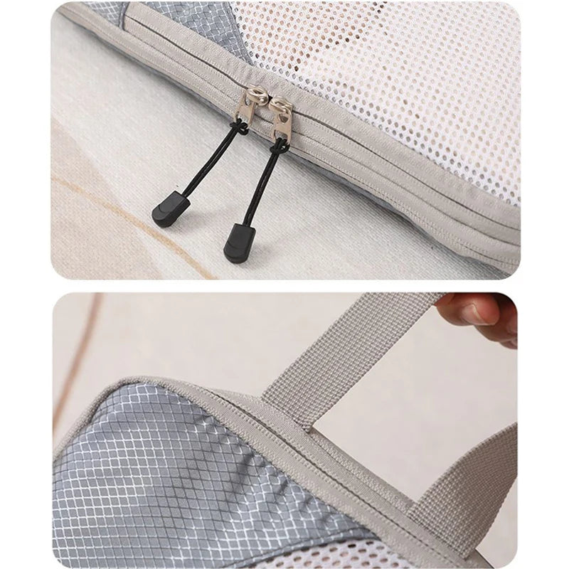 Compression Travel Cubes 3pcs High Quality Organizer Pouch Bag Waterproof Plane Suitcase Packing Cubes Clothing Mesh Bags Set