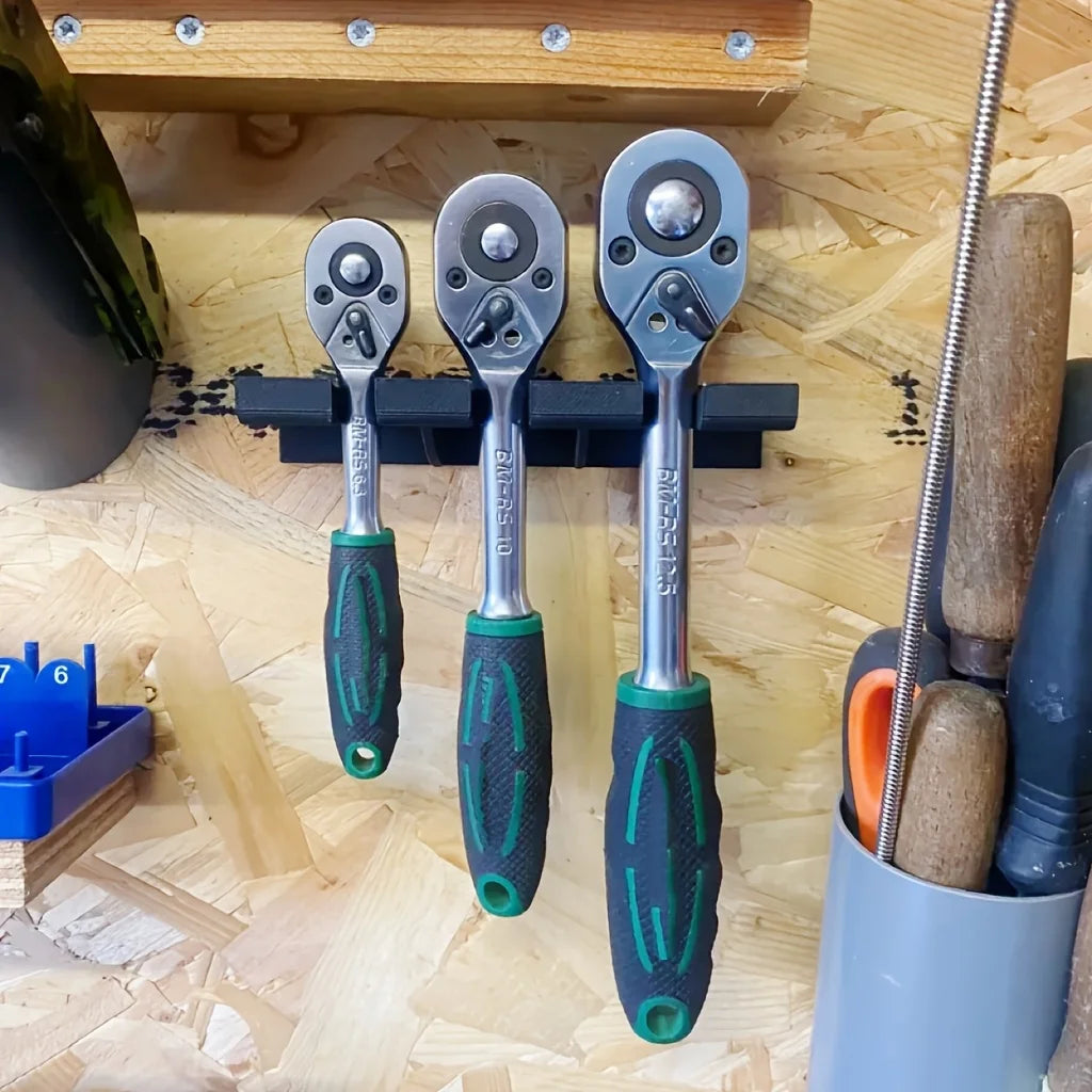 Ratchet Wrench Storage Rack, Ratchet Wrench Tool Organizer / Wall-Mounted Rack / Convenient to Access (Without Screws)
