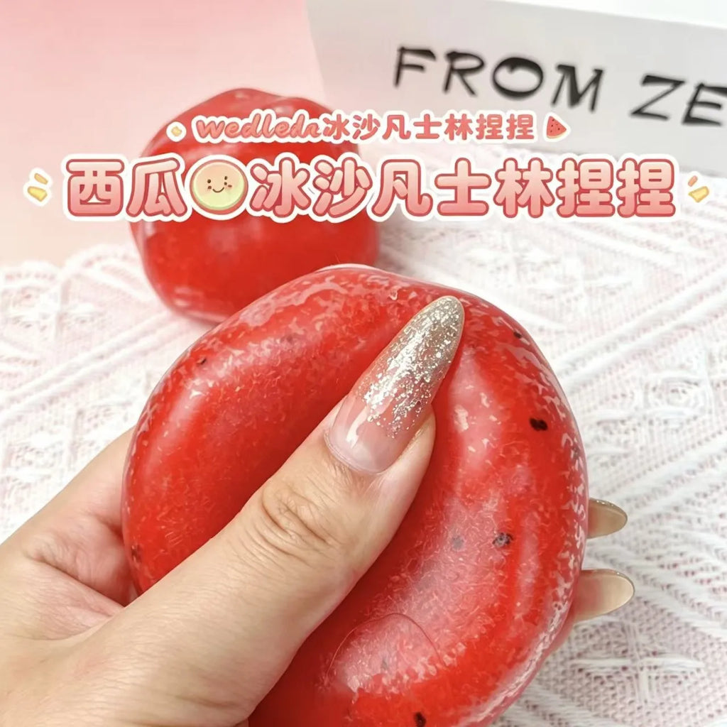 Squishy Handmade Watermelon Slush Toy Soft, Slow-Rebound Stress Relief Squeezy Toy Realistic Fruit Model Adult Gift