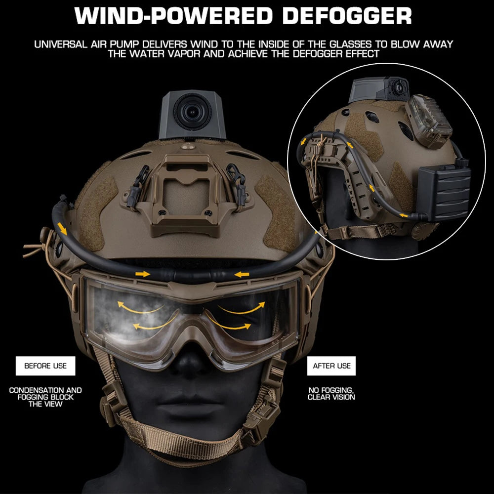 Tactical Goggles Defogger Defogging Fan Anti-fog Kit for Airsoft Shooting Motocross Mountaineering Protection Glasses Ski Masks