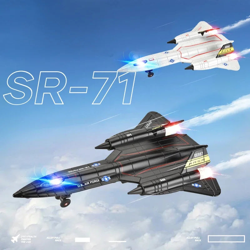 SR-71 Blackbird American reconnaissance plane fighter model airplane sound and light children's toy ornaments collection gift