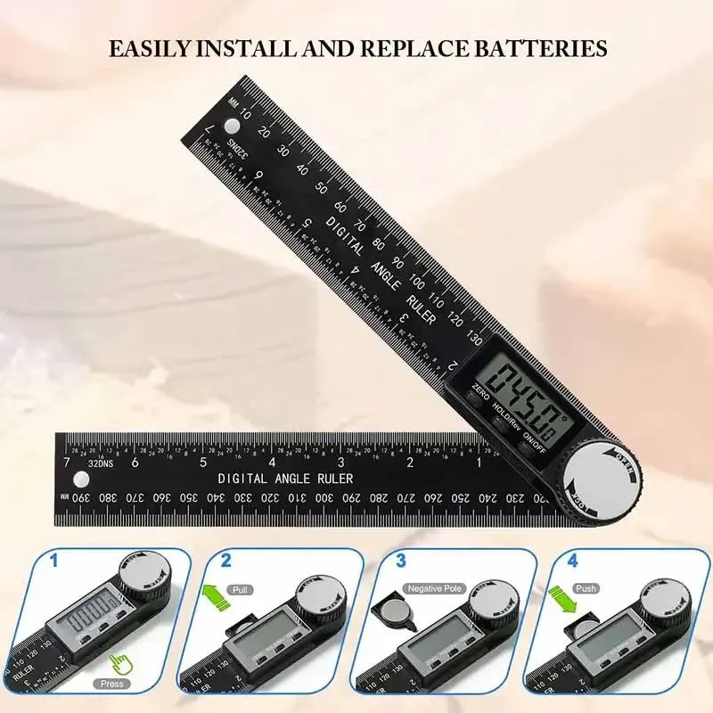 1PC 2 in 1 Digital Angle Detector Scale High Accuracy Multifunctional Woodworking Measurement Tool