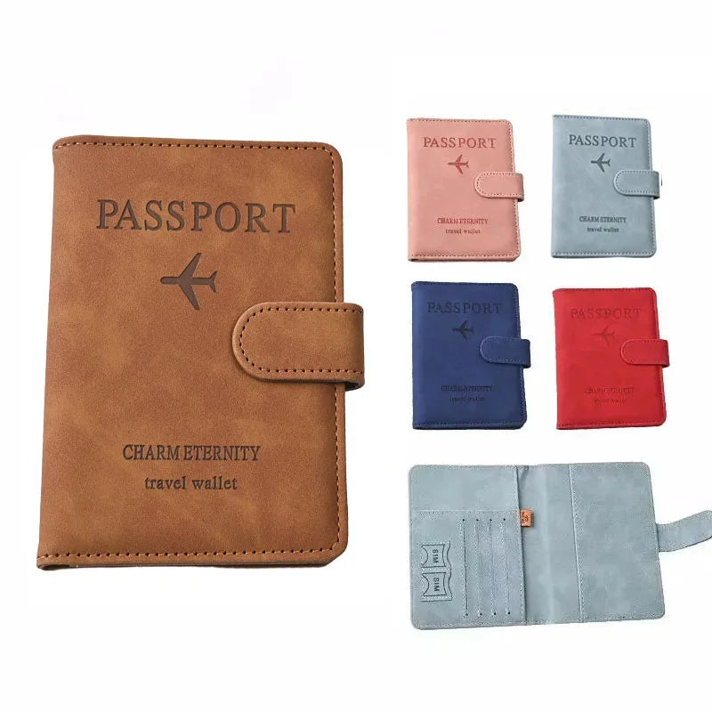 Unisex Passport Cover Women Men Passport Credit Card Holder Case PU Leather Business Card Passport Wallet Travel Purse