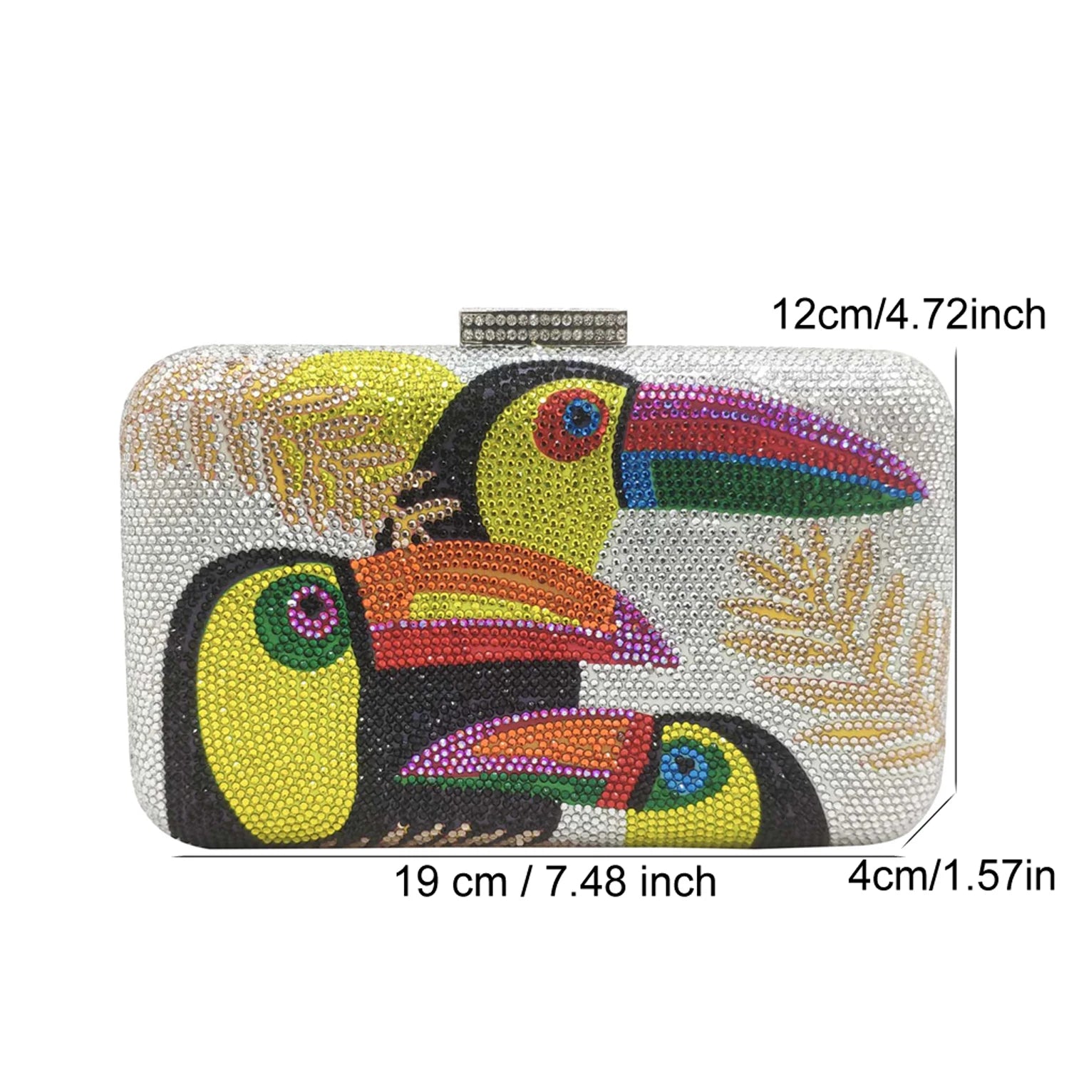 Novelty Toucan Bird Women Crystal Evening Bags Rhinestones Box Minaudiere Clutch Party Cocktail Handbag Diamond Chain Purse