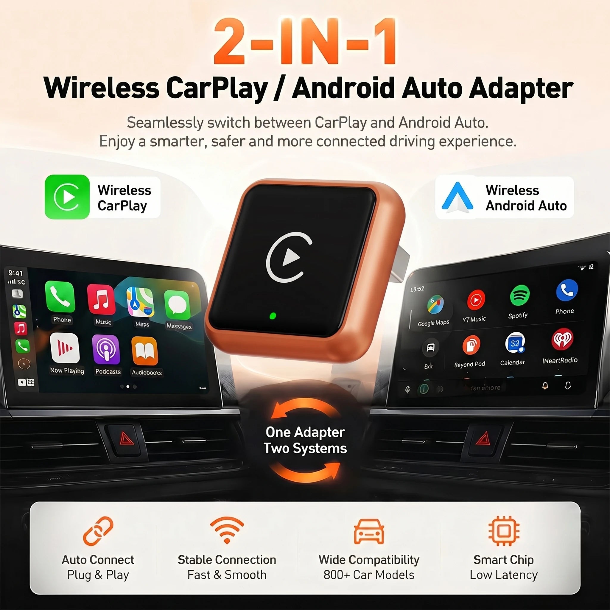 TrolinkTek Mini Wireless CarPlay Dongle with Bluetooth 5.0 & 5GHz WiFi, Plug&Play Converter, Support Media Playback Navigation for All Vehicles Built-in Original Wired Apple CarPlay