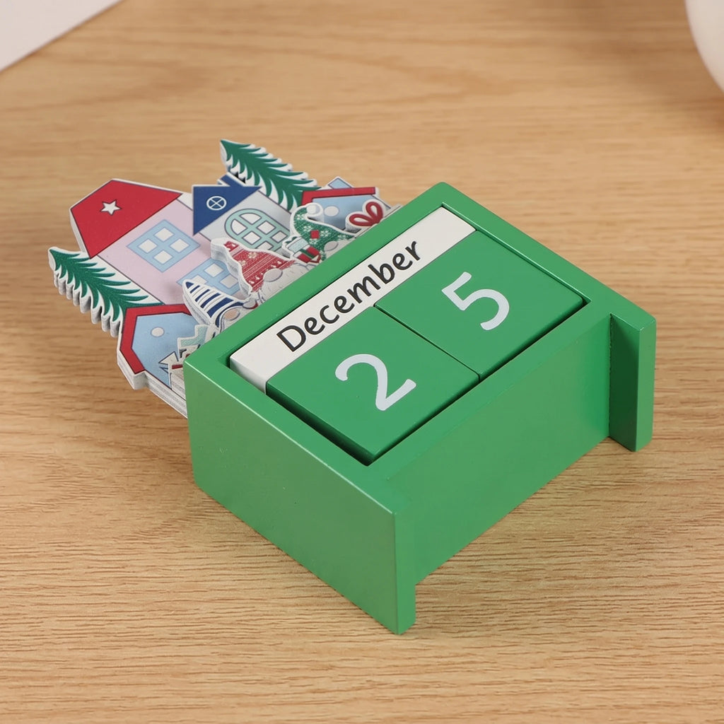 Christmas Countdown Advent Calendar, Days Until Christmas Countdown Desk Wooden Decoration Home Ornaments Office Decor - Santa