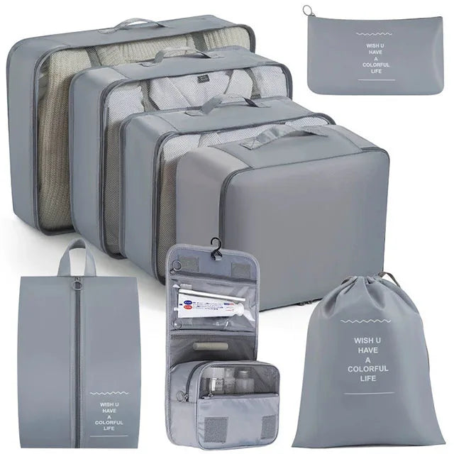 11Pcs Travel Packing Cubes Set Waterproof Luggage Organizer Drawstring Storage Bags for Clothes Shoes Underwear Cosmetic