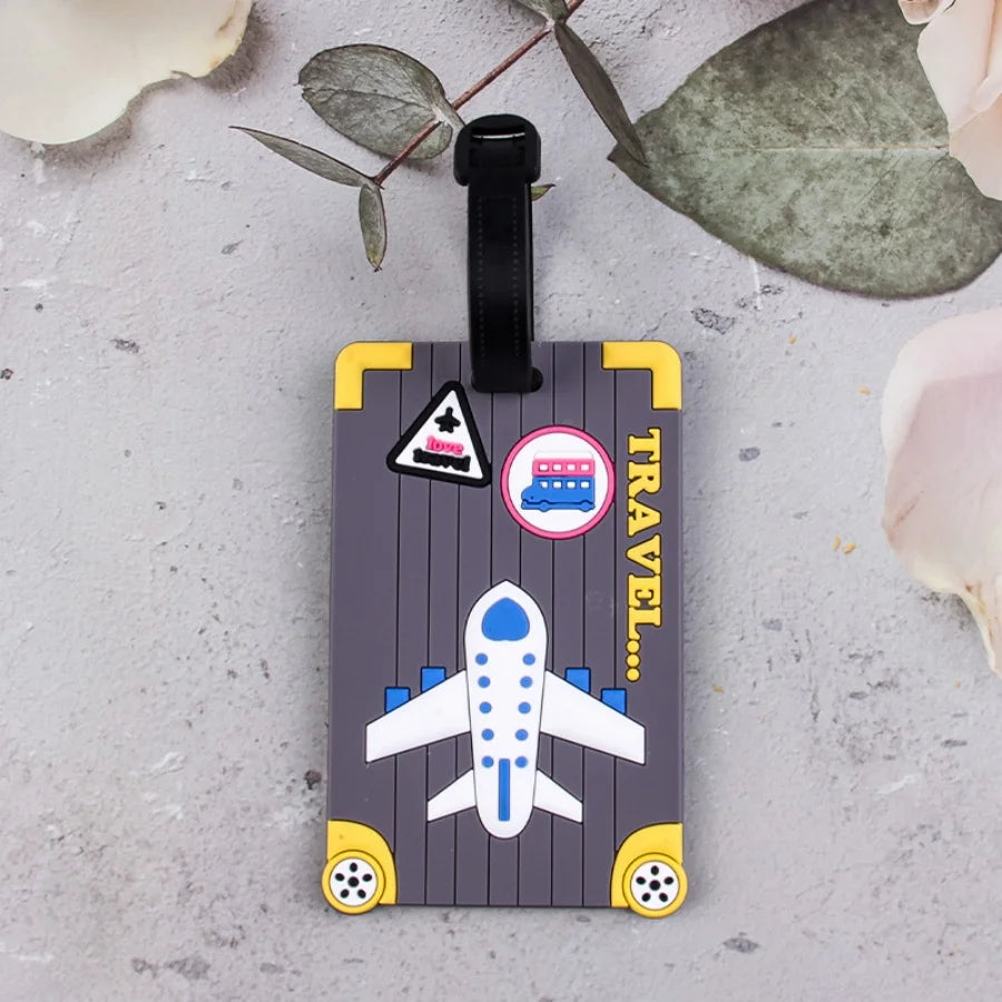 Soft PVC Luggage Tags Plane Pattern Cute Luggage Tag Creative Suitcase Tag Cartoon Boarding Passes Airplane Travel Accessories