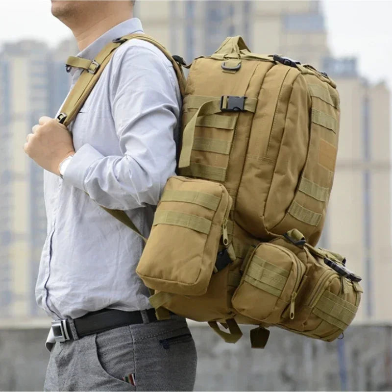 50L Tactical Backpack Men Waterproof 4 In1 Molle Sport Tactical Bag Outdoor Hiking Climbing Army Fishing Travel Laptop Backpacks