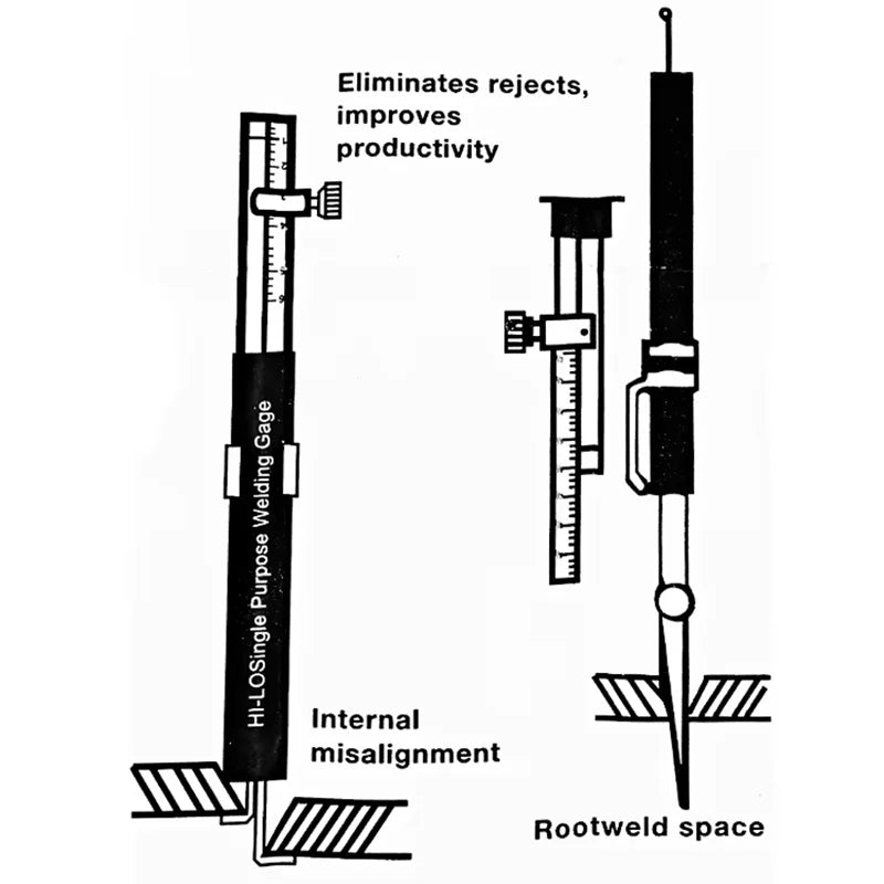 The small height gauge welding inspection ruler HI-LO is a dedicated internal welding ruler in metric/imperial size