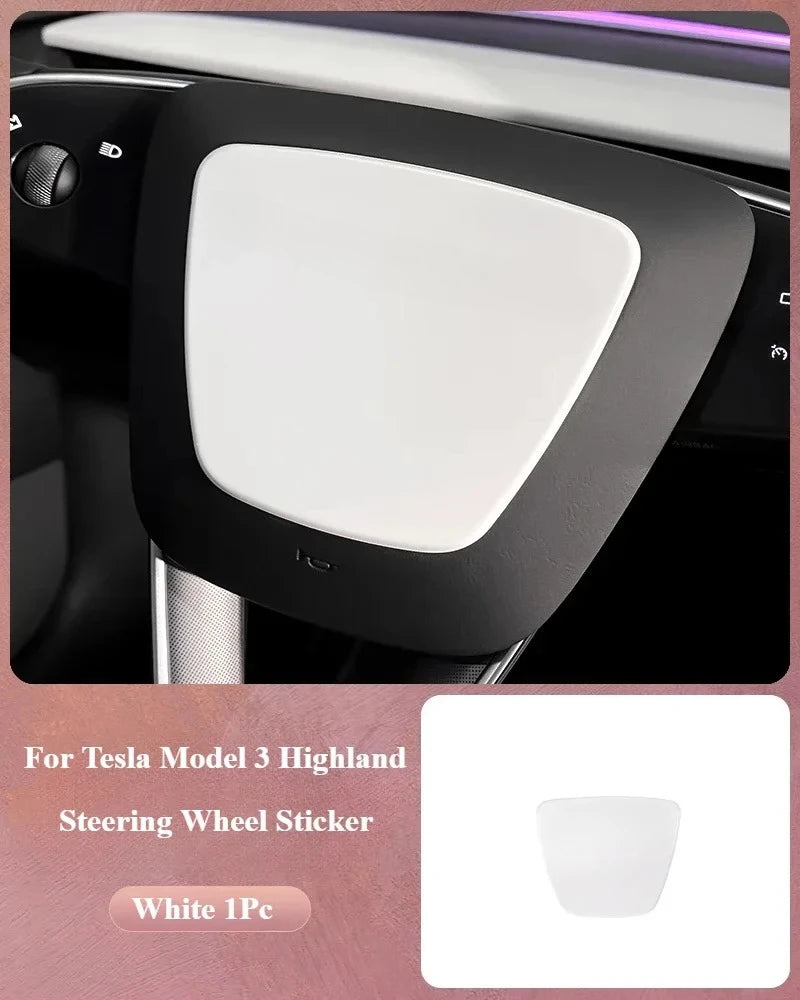 Steering Wheel Cover for Tesla Model 3 Highland White Interior Stickers Car Decoration Modification Accessories for New Model3