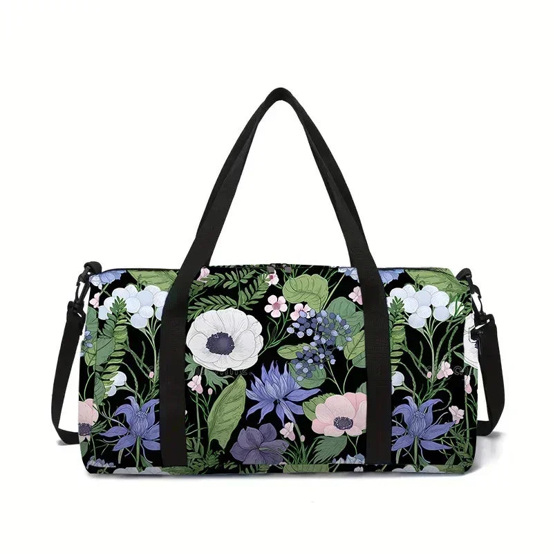 Forest Flowers Large Capacity Luggage Bag for Boy and Girls Best Gifts 2D Flat Cartoon Travel Duffels Hand Bag for Children