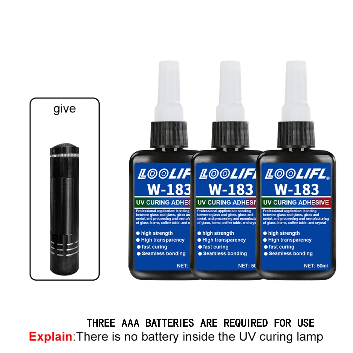 LOOLIFL, 183 high transparency UV resin adhesive, touchable adhesive, DIY、 Model, nail art, with accelerated curing lamp