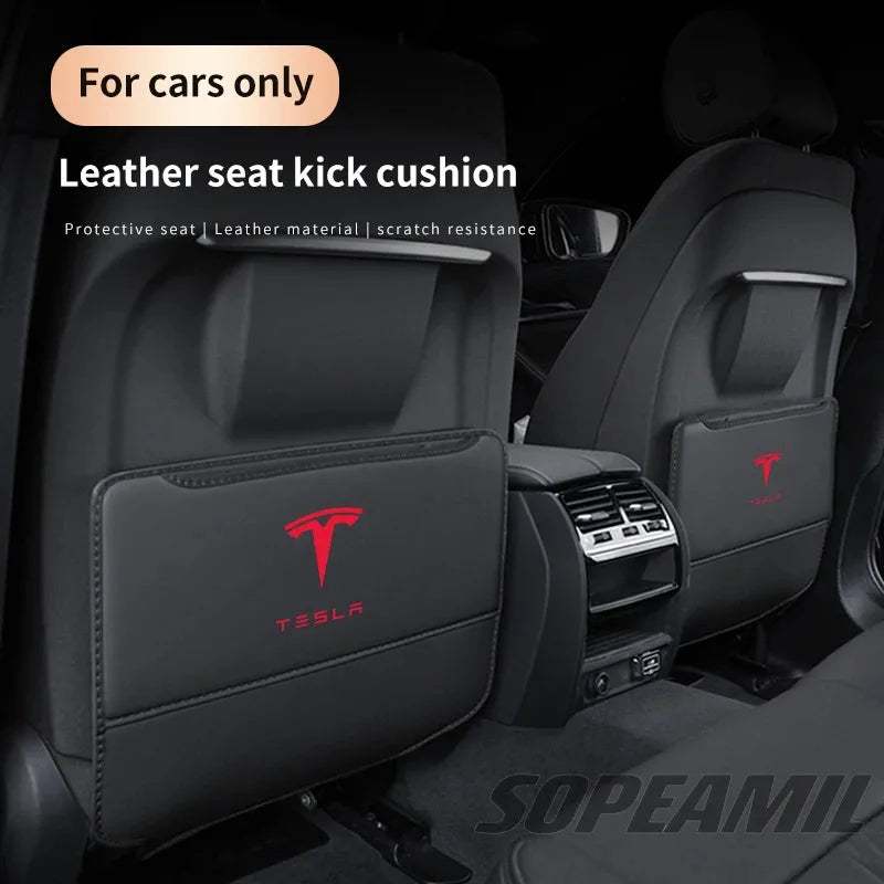 Car Seat Back Protection Anti-Kick Pad Rear Seat Storage Bag For Tesla Cybertruck Beast Roadster Model 3 Model Y Model S Model X
