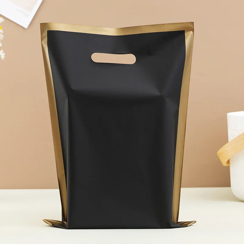 50pcs Customized Logo Colorful Shopping Bags with Handles Plastic Gift Bags for Business Clients Printed Logo Plastic Bags