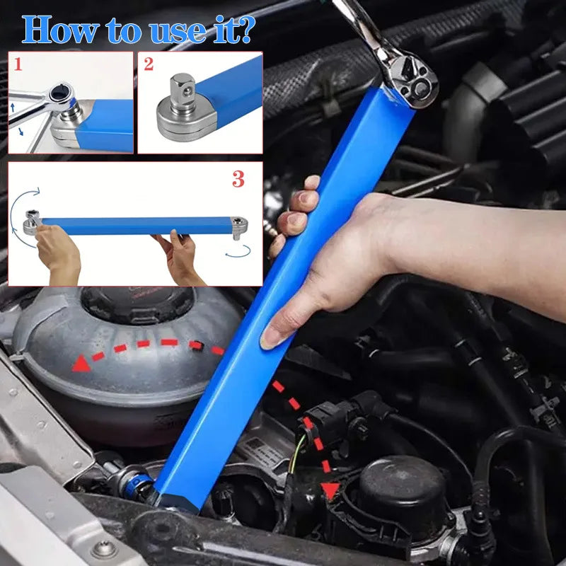 Compact Offset Extension Wrench Dual Purpose Adapter Chrome Vanadium Steel Hand Tool for Impact Socket Ratchet Car Repair