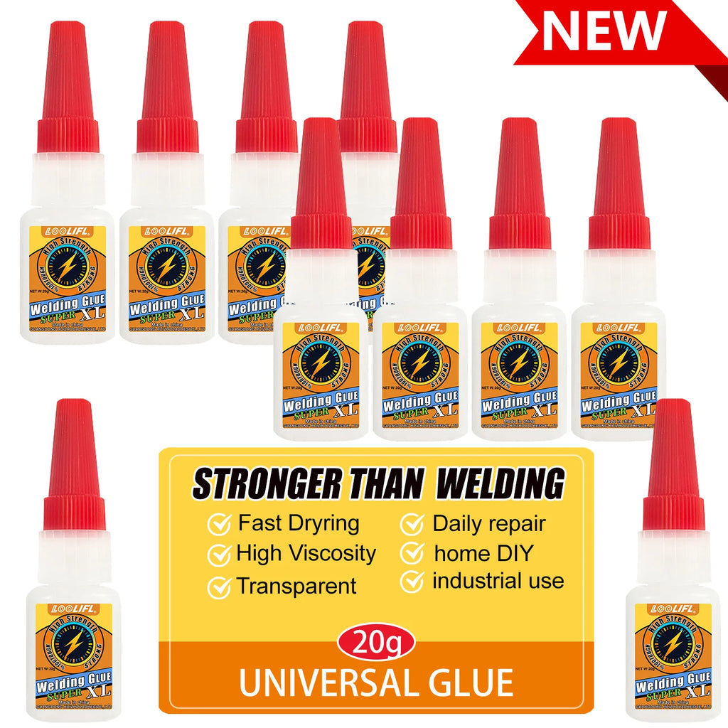 LOOLIFL Multi Purpose Super Glue Strong Fast Drying Adhesive Cyanoacrylate for Metal Plastic Glass DIY Bonding Liquid Glue Tool