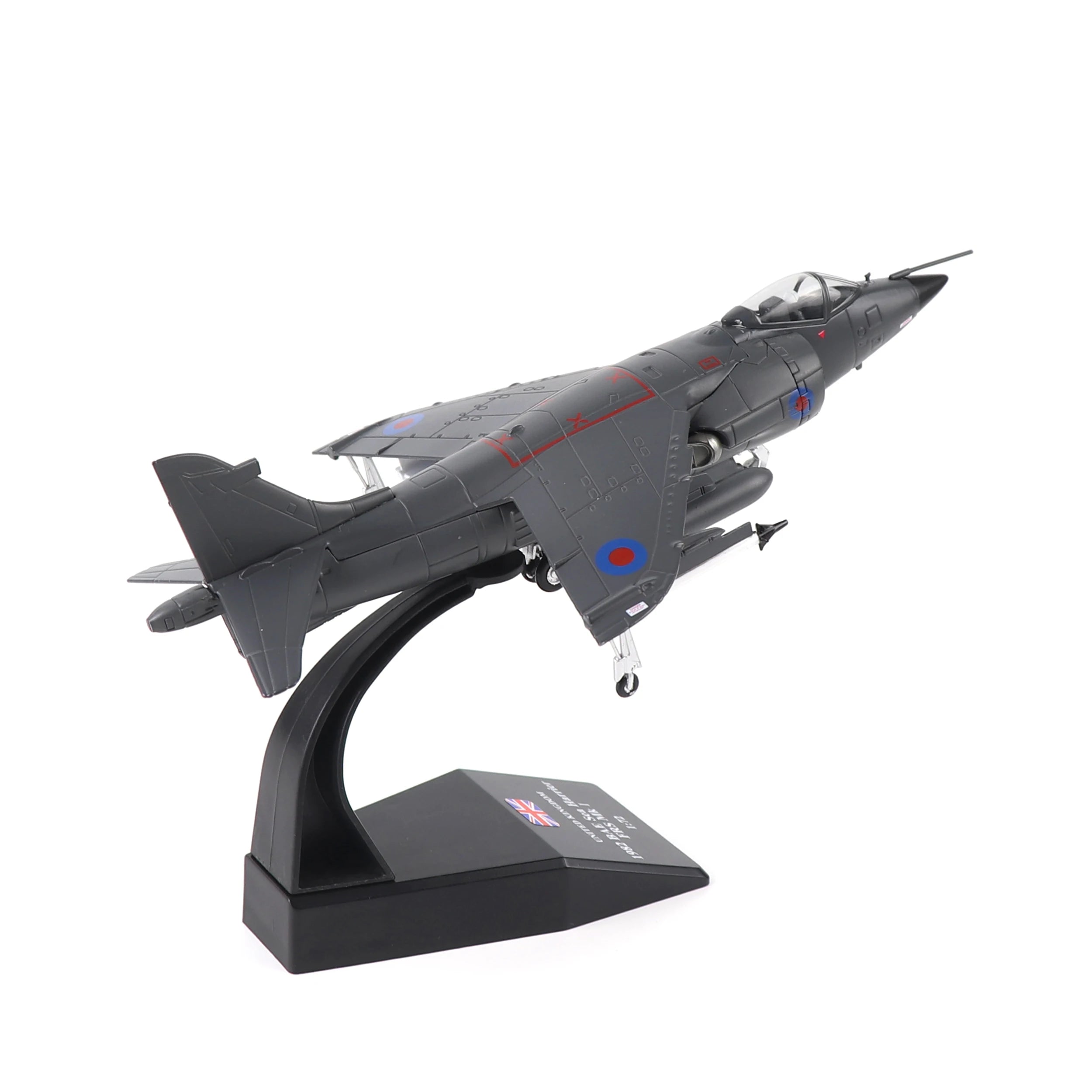 NUOTIE 1/72 Royal Air Force Harrier Jet Pre-Built Diecast Military Model for Display Collection & Gift