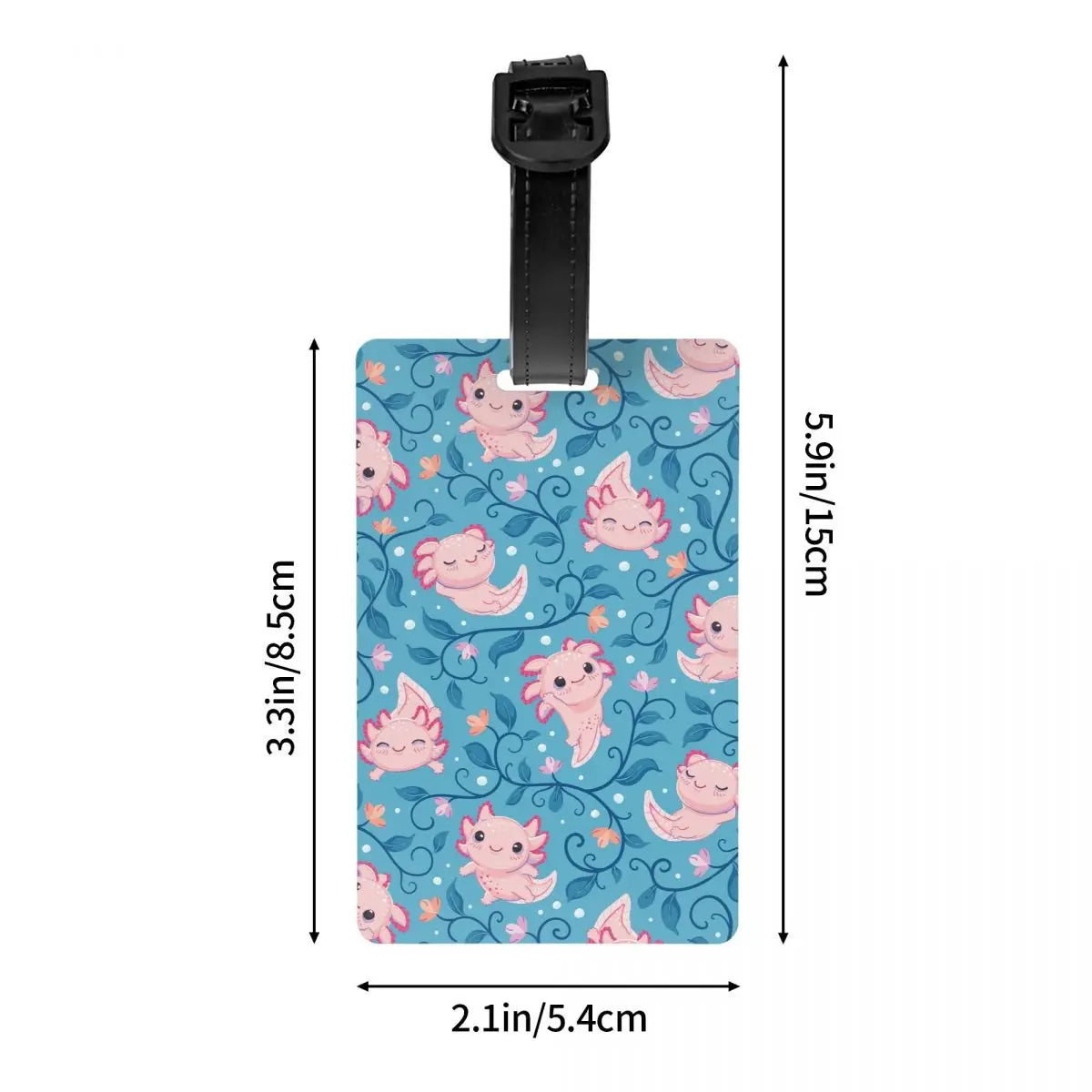 Custom Cute Salamander Animal Axolotls Luggage Tag Privacy Protection Baggage Tags Travel Bag Labels Suitcase