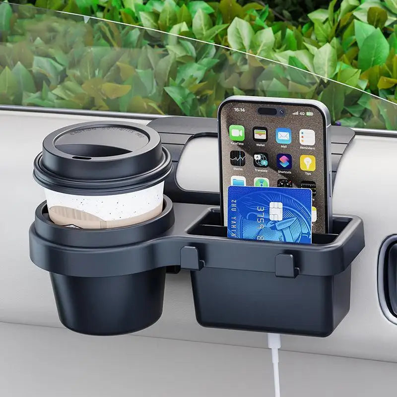 2-in-1 Car Cup Stand Phone Holder Mount Scratch Resistant Hanging Storage Tray for Car Side Door Window Travel Accessories