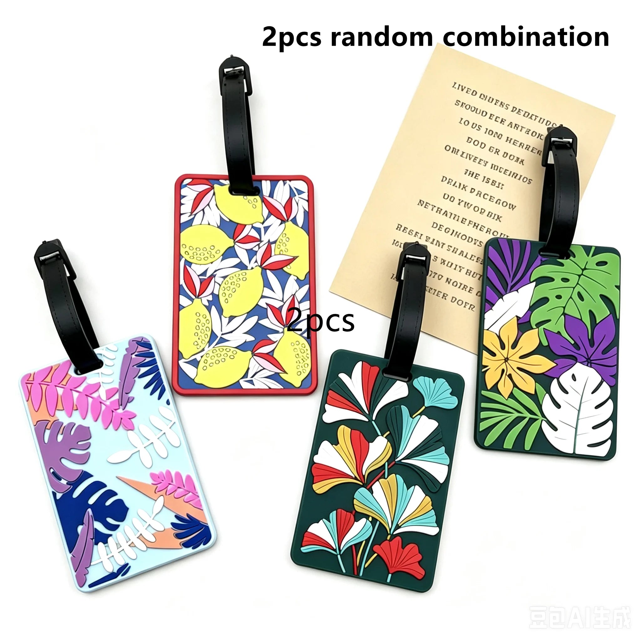 1/2/4Pcs Tropical Plant Silicone Luggage Tag Creative Lemon Leaf Travel Baggage Name Id Label Card Anti-Lost Suitcase Identifier