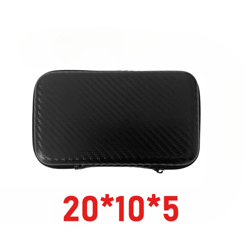 1pcs Car'S Repair Kit Money Box With Zipper Carbon Fiber Pattern Headset Terminal Disassembly Storage Bag Various Size Data Line