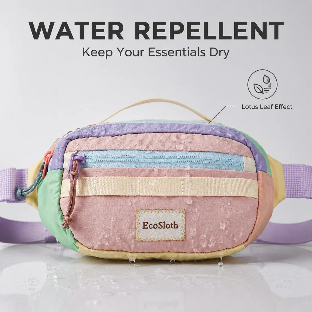 EcoSloth Dopamine Contrasting Nylon Water-Resistant Waist Bag, Outdoor and Travel Diagonal Bag, Men's and Women's Styles