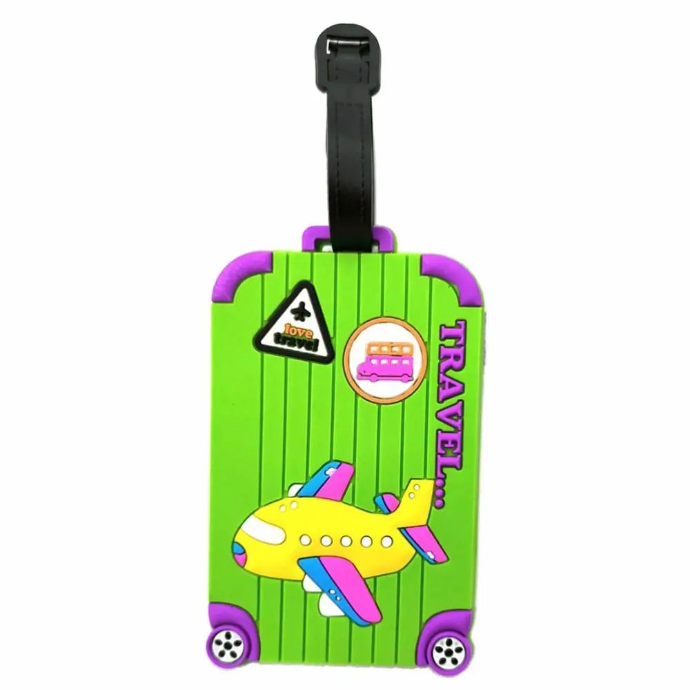 New PVC Luggage Tags Cartoon Airplane Anti-lost Baggage Label ID Address Travel Supplies Suitcase Tags