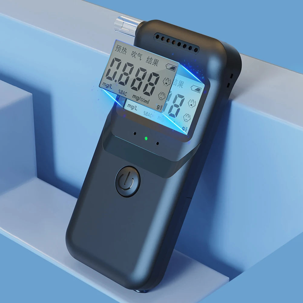 Digital Alcohol Breathalyzer Accurate LCD Display Alcohol Detector with 5 Mouthpieces Drunk Driving Analyzer for Home Party Use