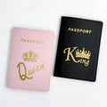 2PCS/Set Crown Graphic Lovers Passport Cover Case Card Holder Travel Accessories PU Leather Wallet Gift For Couples