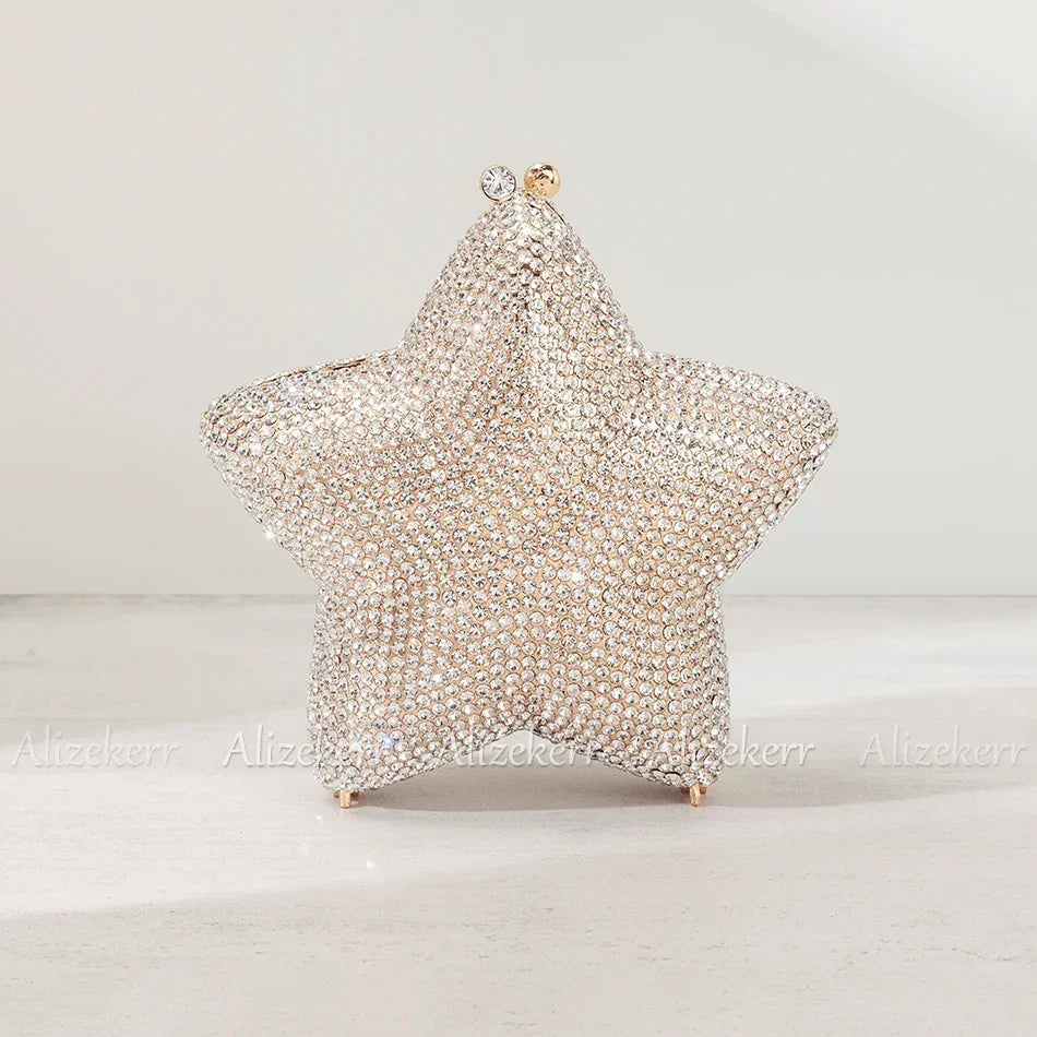 Alizekerr Star Shaped Crystal Evening Bags Women 2024 Boutique Gorgeous Gradient Colour Diamond Mini Clutch Purses Wedding Party