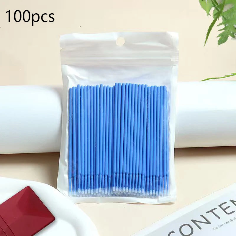 100Pcs Eyelash Cleaning Brush Lash Extension Micro Cotton Swab Individual Eyelashes Microbrush Beauty Makeup Clean Remover Tools