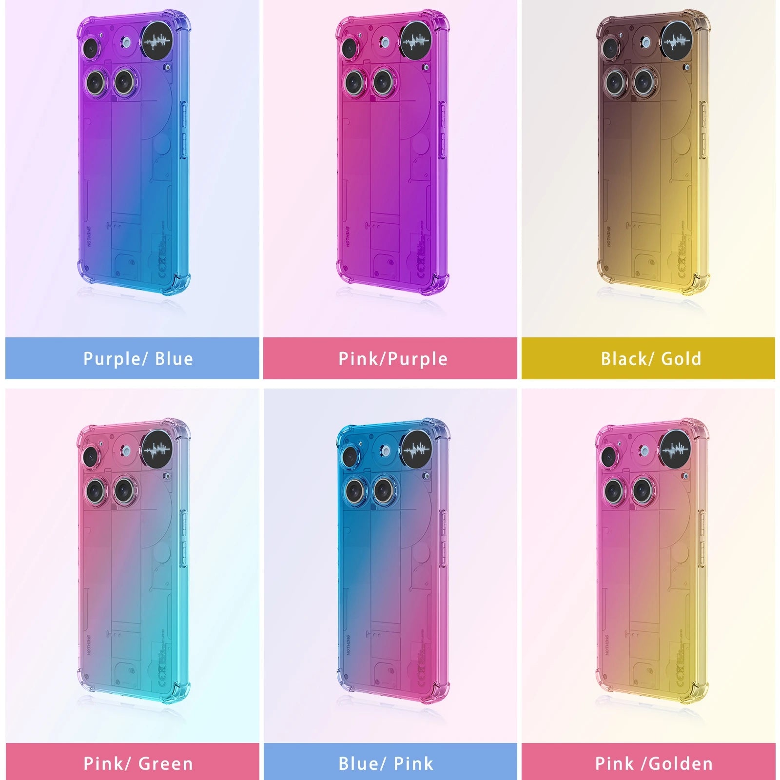 Airbag Shockproof Gradient Transparent TPU Case for Nothing Phone 3 (3) Protective Cover Back Shell Frame Capa Fundas