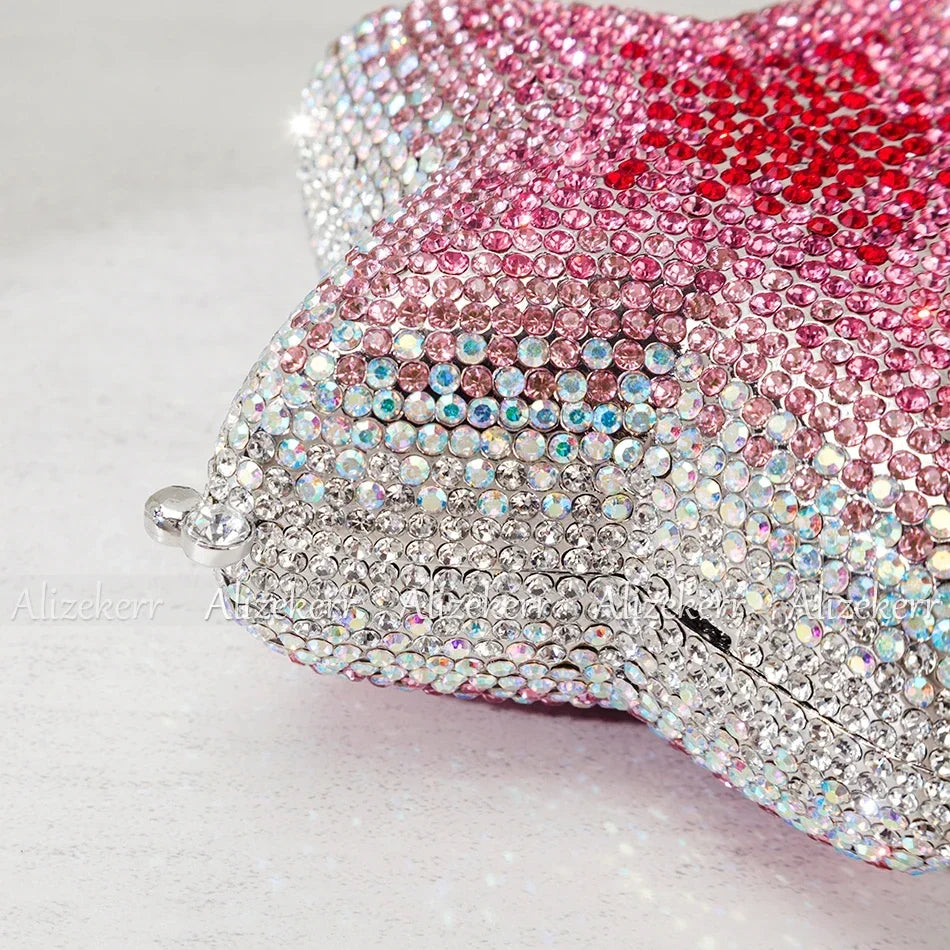 Alizekerr Star Shaped Crystal Evening Bags Women 2024 Boutique Gorgeous Gradient Colour Diamond Mini Clutch Purses Wedding Party