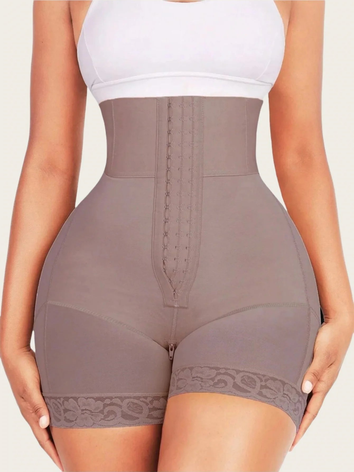 1pc Butt Lifting & Shaping Bodysuit, Women Tummy Control Panty With Hook & Zipper