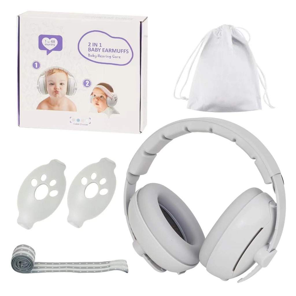 2 in 1 Baby Earmuff Mini-headset Adjustable Noise-proof Ear Protection Kids' Outdoor Sleep and Airplane Anti-noise Earmuffs