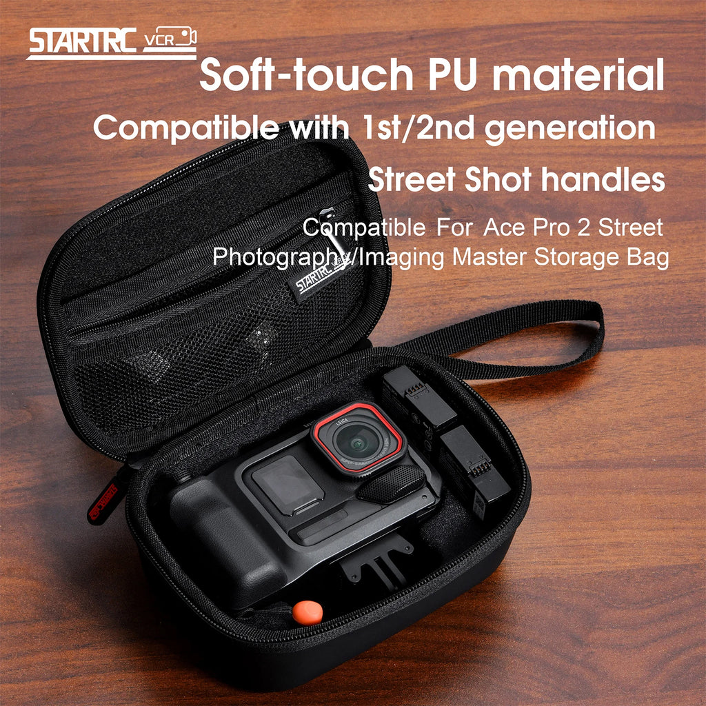 PU Carrying Case Shockproof Hard Shell Travel Storage Bag with Wrist Strap for Insta360 Ace Pro 2 Action Camera & Accessories