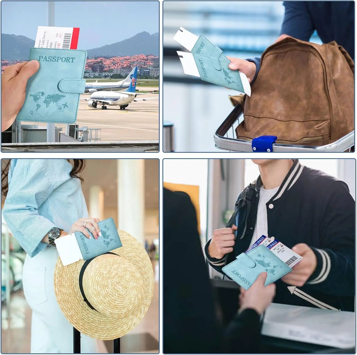Passport Holder for Men Women RFID Blocking Passport Book Protector Slot Travel Document Organizer