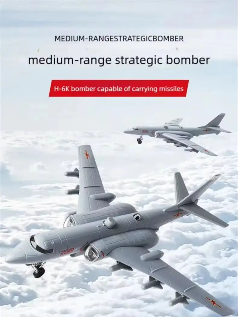 H-6k Bomber Simulation Alloy Scale Aircraft Model Diecast Planes For Military Aviation Display With Sound And Return Force