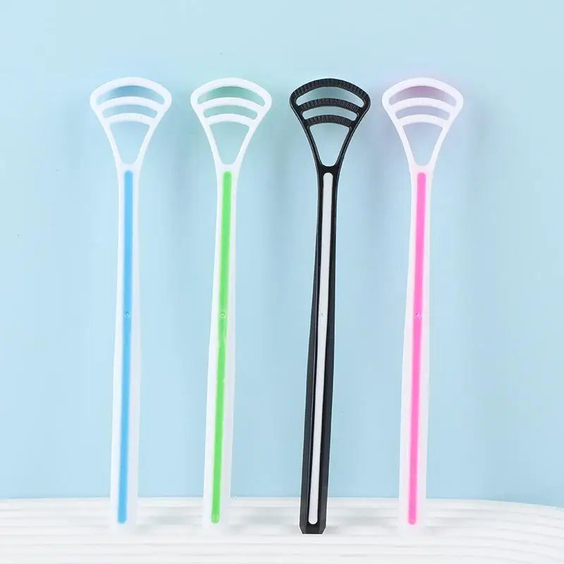 1PCS Silicone Tongue Scraper With Ergonomic Handle Double-sided Fresher Breath Tongue Cleaning Brush Oral Hygiene Tool Wholesale