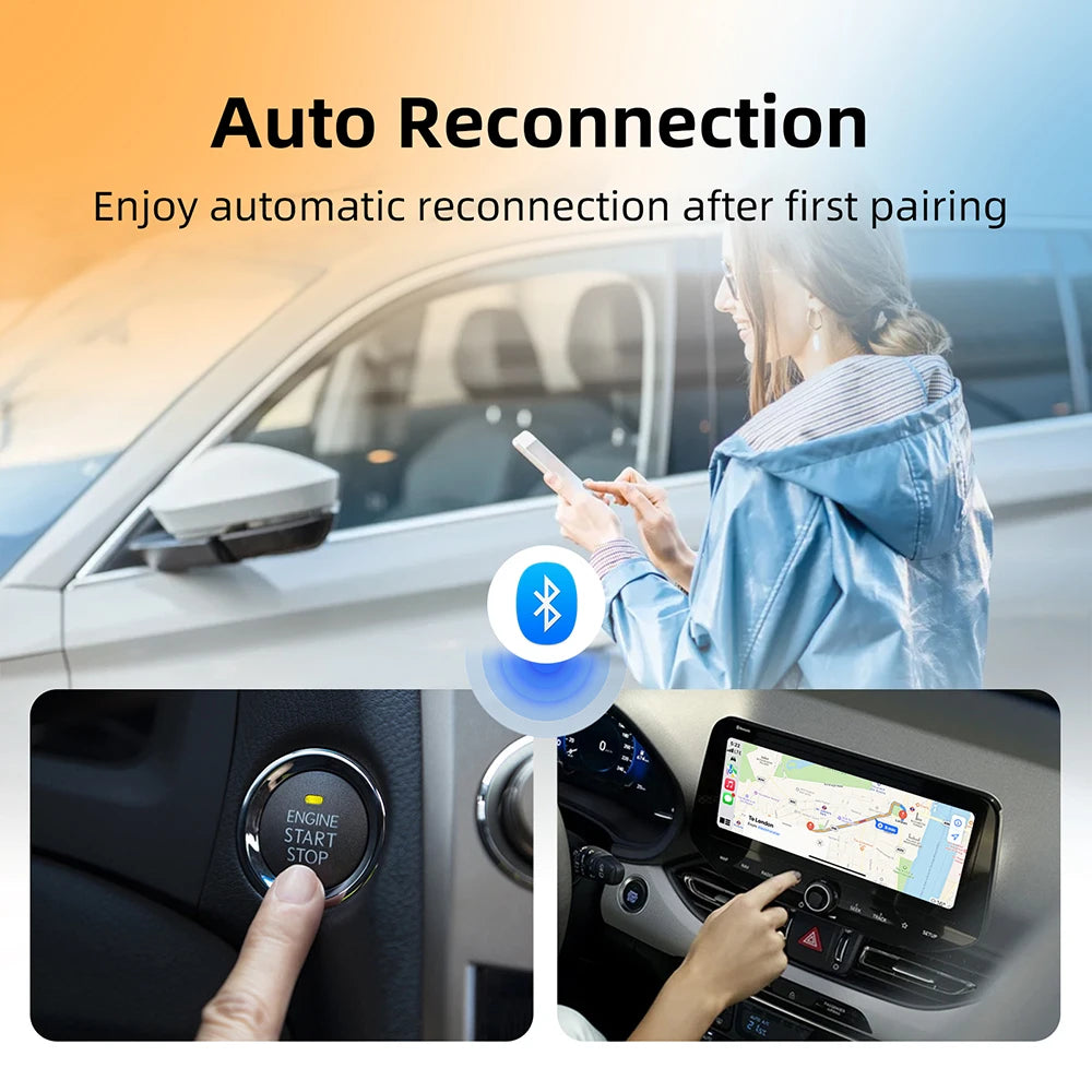 2026 Upgraded Wireless CarPlay Adapter& Android Auto Adapter, Mini&Stable CarPlay Wireless Dongle for iOS 10 Android 11and Above